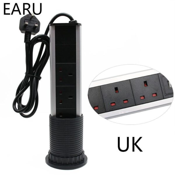 220V 16A PULL POP UP Electrical 3 Plug Socket 2 USB Kitchen - Image 5