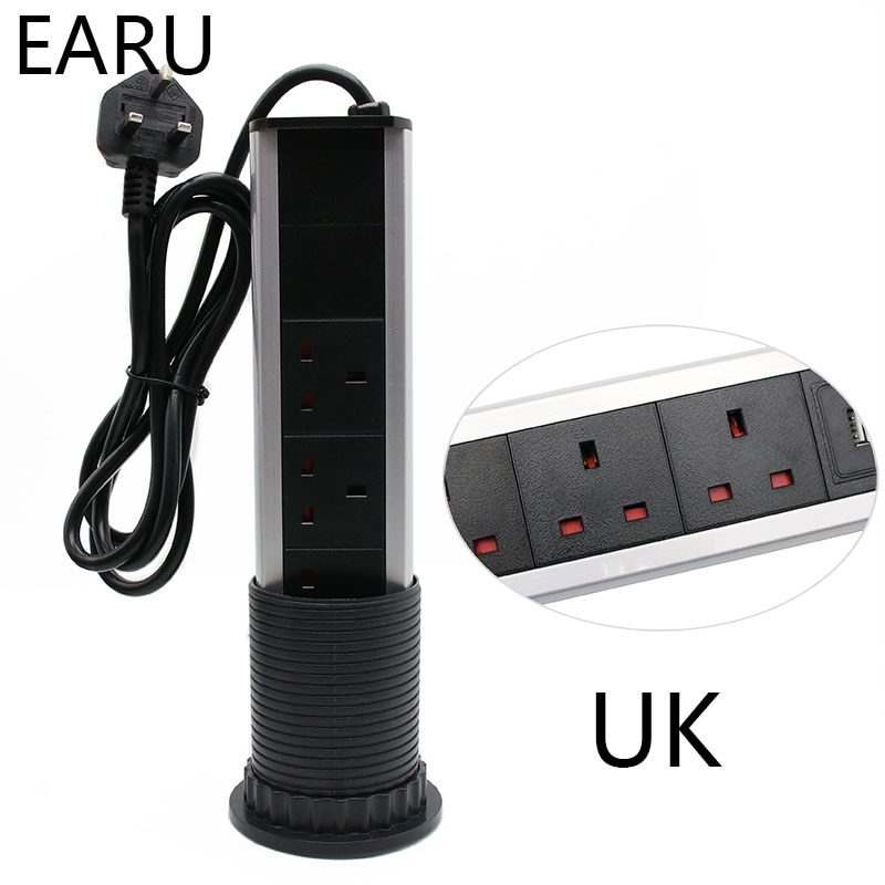220V-16A-PULL-POP-UP-Electrical-3-Plug-Socket-2-USB-Kitchen-Table-Plug-Sockets-Retractable-4 220V 16A PULL POP UP Electrical 3 Plug Socket 2 USB Kitchen - Image 5
