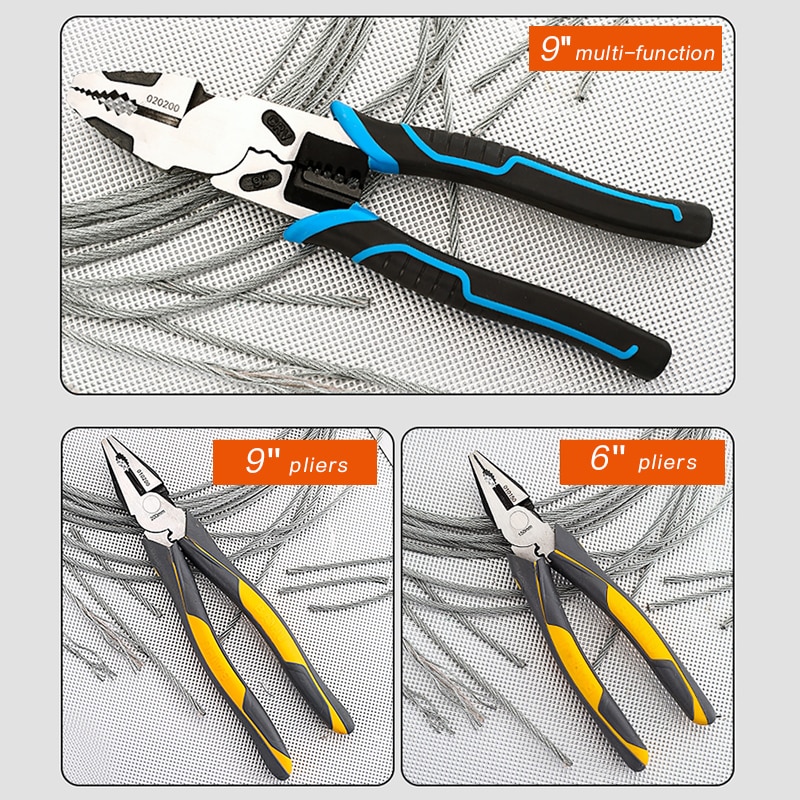 6-8-9-Multifunction-Pliers-Set-Combination-Pliers-Stripper-Crimper-Cutter-Heavy-Duty-Wire-Pliers-Diagonal-3 6''8''9'' Multifunction Pliers Set Combination Pliers Stripper - Image 4