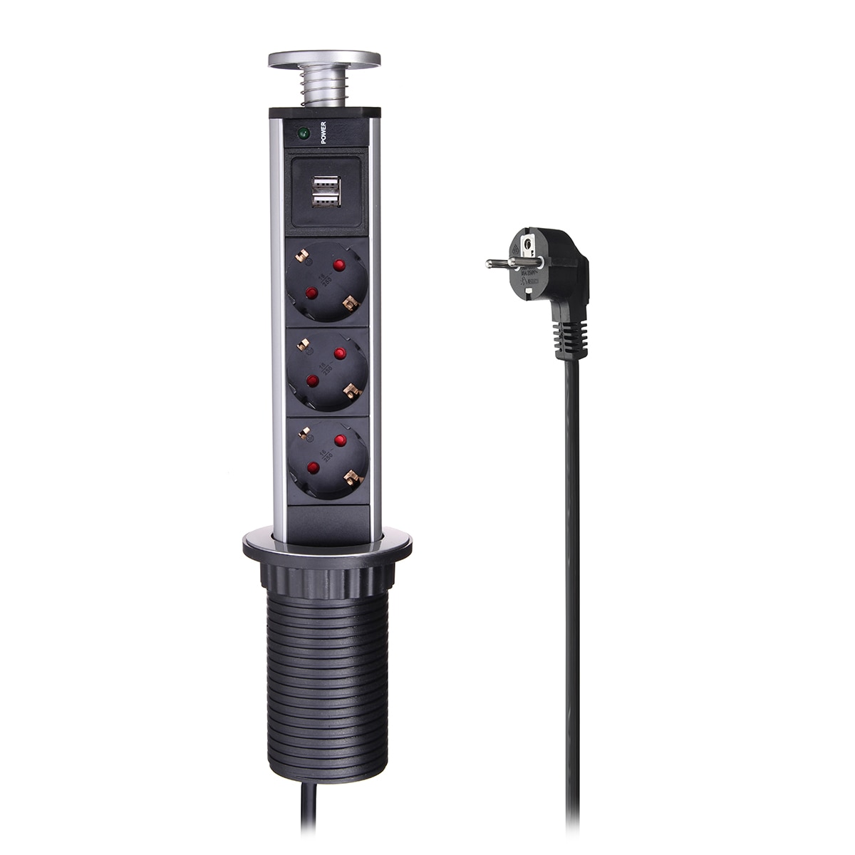 EU-Plug-16A-PULL-UP-3-4-5-6-Power-Socket-2-USB-Charging-Port-Kitchen-1 EU Plug 16A PULL UP 3/4/5/6 Power Socket 2 USB Charging Port Kitchen - Image 2
