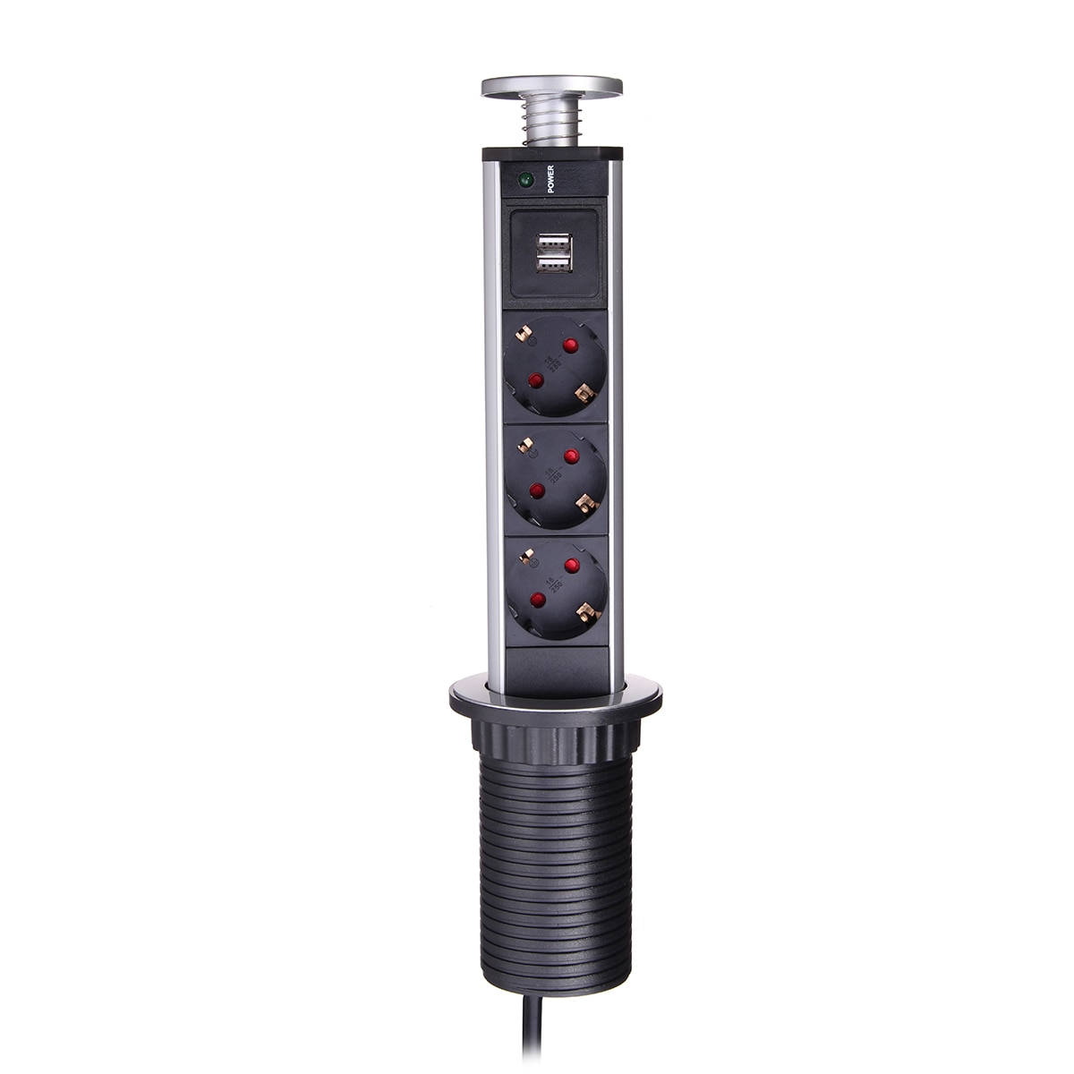 EU-Plug-16A-PULL-UP-3-4-5-6-Power-Socket-2-USB-Charging-Port-Kitchen-2 EU Plug 16A PULL UP 3/4/5/6 Power Socket 2 USB Charging Port Kitchen - Image 3