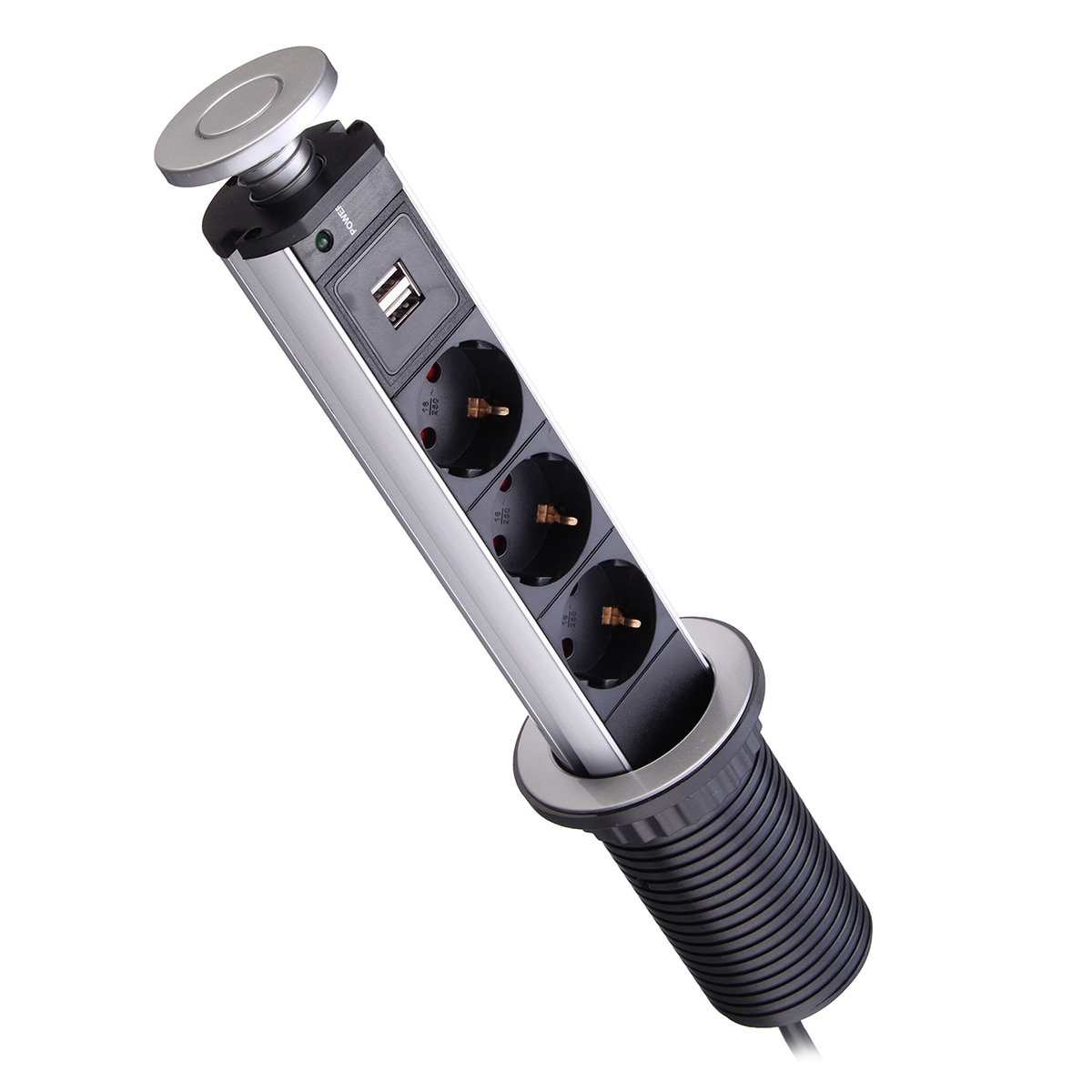 EU-Plug-16A-PULL-UP-3-4-5-6-Power-Socket-2-USB-Charging-Port-Kitchen-3 EU Plug 16A PULL UP 3/4/5/6 Power Socket 2 USB Charging Port Kitchen - Image 4