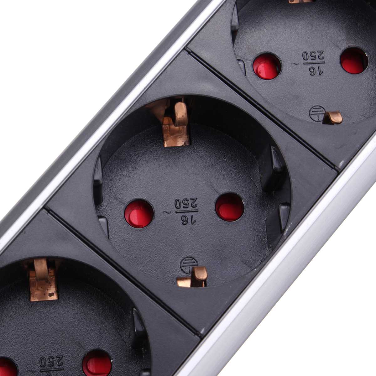 EU-Plug-16A-PULL-UP-3-4-5-6-Power-Socket-2-USB-Charging-Port-Kitchen-5 EU Plug 16A PULL UP 3/4/5/6 Power Socket 2 USB Charging Port Kitchen - Image 6