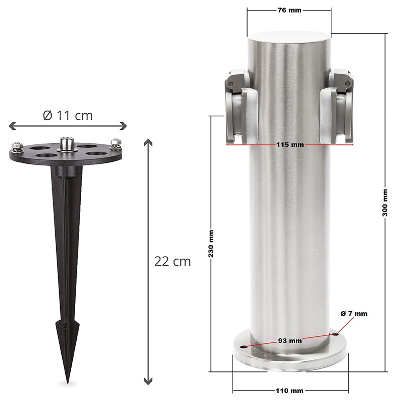 Outdoor-Socket-Electrical-outlet-3680W-16A-2-EU-Sockets-Waterproof-Energy-Column-Socket-Column-Spike-for-4 Outdoor Socket Electrical outlet 3680W 16A 2 EU Sockets Waterproof - Image 5