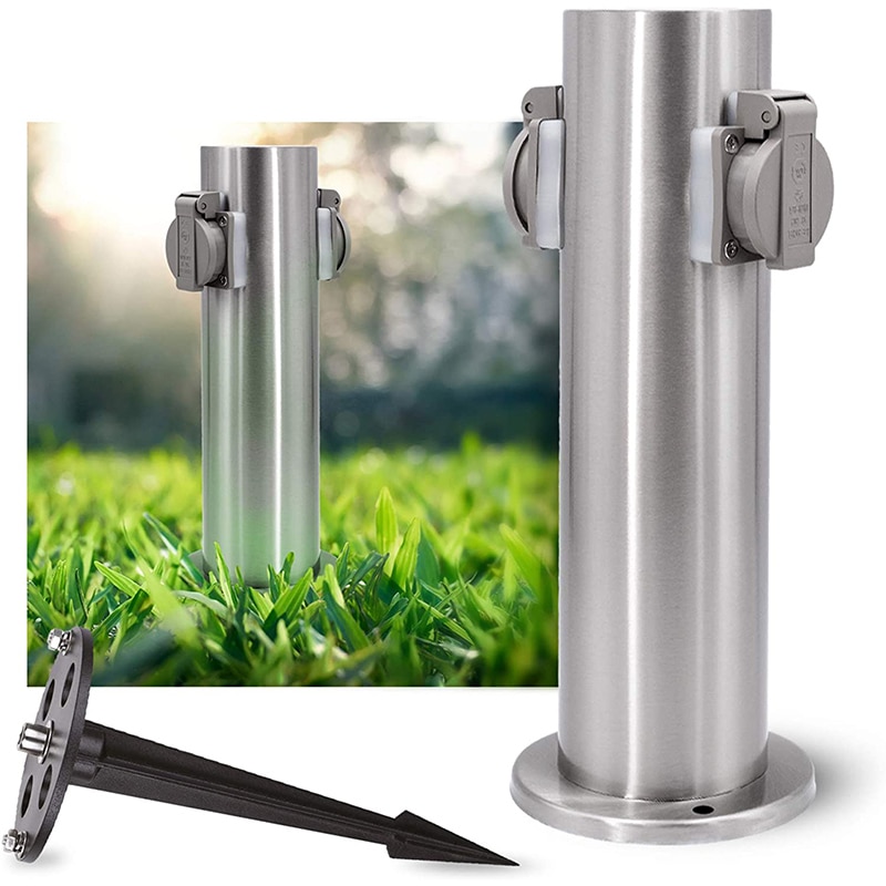 Outdoor-Socket-Electrical-outlet-3680W-16A-2-EU-Sockets-Waterproof-Energy-Column-Socket-Column-Spike-for Outdoor Socket Electrical outlet 3680W 16A 2 EU Sockets Waterproof - Image 1